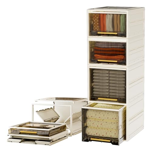 Heikoeco® Faltbarer Schrank Organizer Kleiderschrank, stapelbare Schubladenboxen aus hochwertigem Polypropylen, Schubladenschrank Kunststoff (40cm breit, 2 x 26cm+2 x 36cm hoch) von Heikoeco