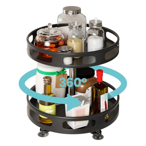 Heikoeco®Drehteller Organizer 25cm, 360° Drehplatte Gewürzhalter, Küchen Kühlschrank Organizer für Kitchen,Küchenschrank,Kosmetik,Badezimmer von Heikoeco