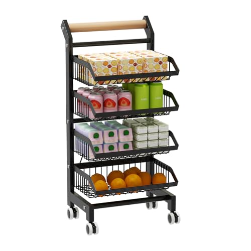 Heikoeco® Servierwagen mit Rollen,Gemüseregal für Küche, Abnehmbar Küchenwagen,Rollwagen mit 4 Etagen für Badezimmer,Küche,Büro,Supermarkt von Heikoeco