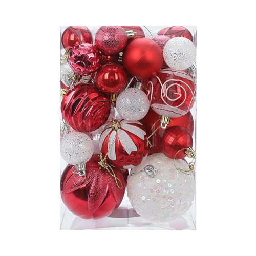 Heikoeco® Weihnachtskugeln in einer Mischung aus strahlendem Weiß und tiefem Rot von Heikoeco