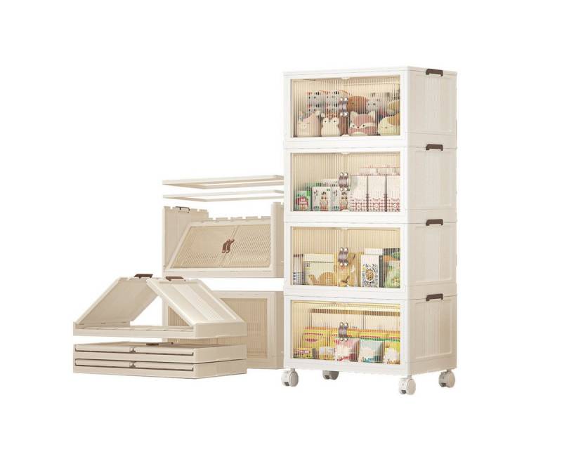 Heikoeco Aufbewahrungsbox Frei kombinierbar Mehrzweckschrank mit 3/4/5 Ebene aus Kunststoff auf (faltbare aufbewahrungsbox), faltbare aufbewahrungsbox,aufbewahrungsbox mit türen von Heikoeco