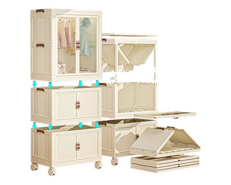 Heikoeco Mehrzweckschrank Kinderkleiderschrank mit Stabiler Kleiderstange,k Weiss auf Rollen (aufbewahrungsbox, Der Kleiderschrank ist mit 360-Grad-Drehrollen ausgestattet) aufbewahrungsbox mit türen,aufbewahrungsboxen stapelbar von Heikoeco
