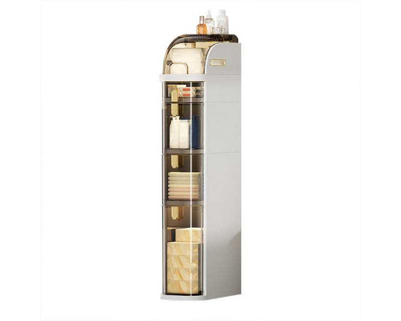 Heikoeco Midischrank badschrankschmal,bathroom organizer cabinet,nischenschrank,3/4 Ebene (mit geräuscharmen Rollen) badezimmerschrank,badregal stehend,18x41x98 cm von Heikoeco