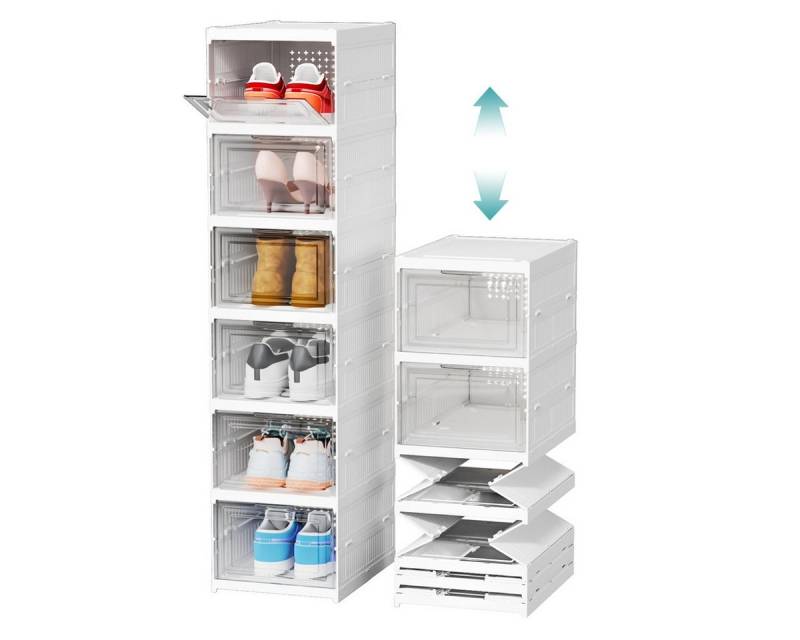 Heikoeco Schuhregal Schuhorganizer, schuhboxen stapelbar,6/6x2Ebene, schuhbox, mit 3/6 /6x2 Ebenen, faltbarer schuhschrank,Hergestellt aus hochwertigem Acryl von Heikoeco