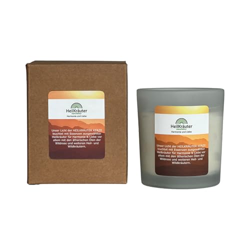 Heilkräuter Manufaktur Bio-Heil-Kräuter-Kerze für Harmonie und Liebe - mit ätherischen Ölen der Wildrose und weiteren Heilkräutern. Im Glas mit Geschenkkarton von Heilkräuter Manufaktur