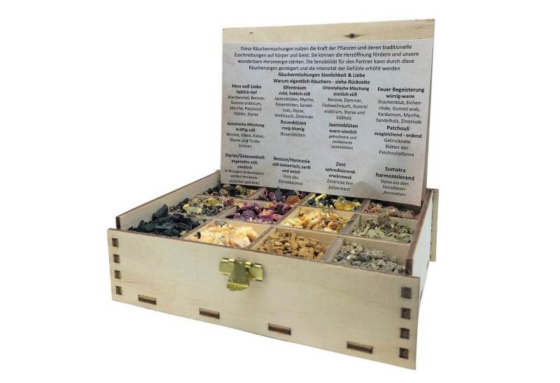 Heilkräuter Manufaktur Räucherstäbchen Räucherbox Geschenkbox mit 12 Sorten Räuchermischungen 14 x 10 x 4 cm von Heilkräuter Manufaktur