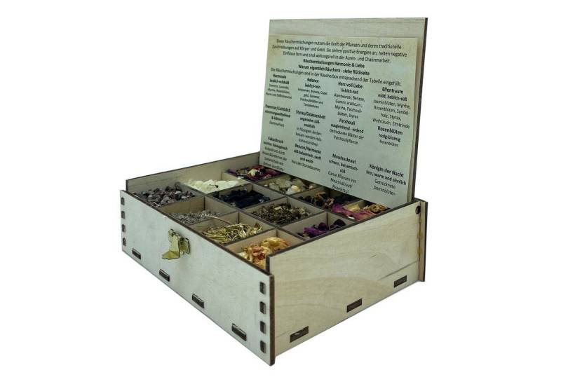 Heilkräuter Manufaktur Räucherstäbchen Räucherbox Geschenkbox mit 12 Sorten Räuchermischungen 14 x 10 x 4 cm von Heilkräuter Manufaktur