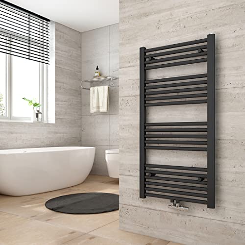 Heilmetz Anthrazit BadHeizkörper 50 x 100 cm Handtuchtrockner Bad-Heizkörper Handtuchheizkörper Mittelanschluss Heizung 427 Watt Leistung Handtuchwärmer von Heilmetz