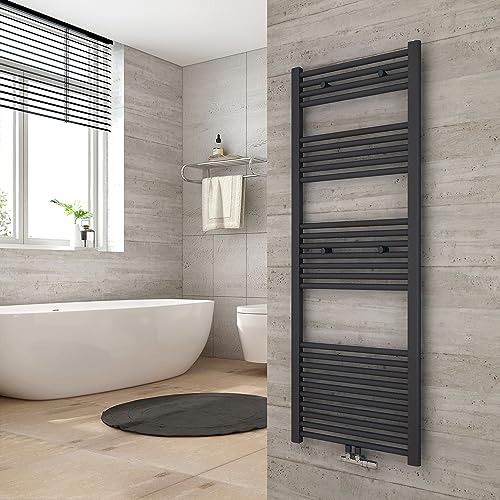 Heilmetz Anthrazit BadHeizkörper 50 x 140 cm Handtuchtrockner Bad-Heizkörper Handtuchheizkörper Mittelanschluss Heizung 663 Watt Leistung Handtuchwärmer von Heilmetz