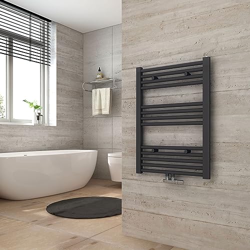 Heilmetz Anthrazit BadHeizkörper 50 x 70 cm Handtuchtrockner Bad-Heizkörper Handtuchheizkörper Mittelanschluss Heizung 663 Watt Leistung Handtuchwärmer von Heilmetz
