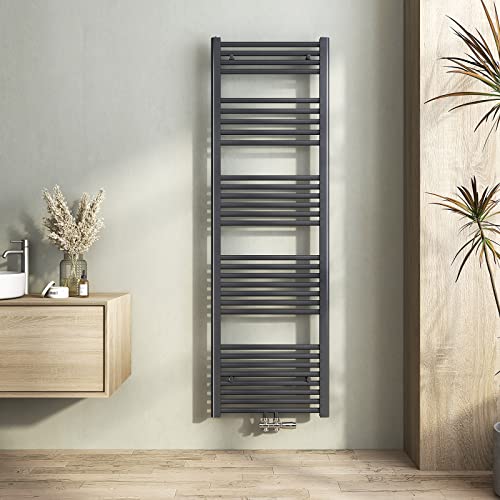 Heilmetz® Anthrazit Badheizkörper 500 x 1600 mm Handtuchtrockner 654 Watt Leistung Heizkörper Bad Mittelanschluss Handtuchheizkörper von Heilmetz