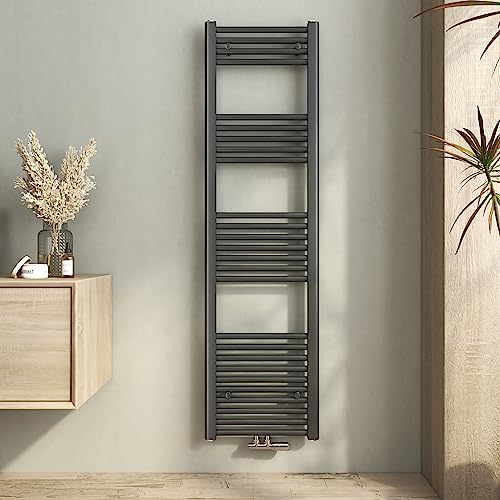 Heilmetz Antrazit Badheizkörper 400 x 1400 mm Handtuchtrockner 476 Watt Leistung Heizkörper Bad Mittelanschluss Handtuchheizkörper von Heilmetz