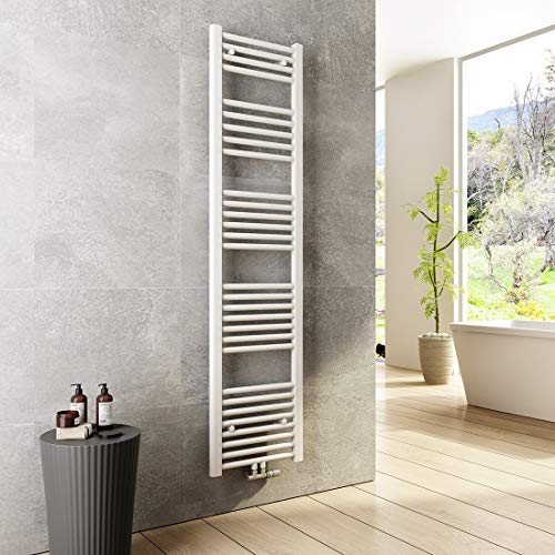 Heilmetz Bad Heizkörper 400 x 1600 mm Handtuchtrockner Weiß Bad-Heizkörper Handtuchheizkörper Mittelanschluss Heizung 547 Watt Leistung Handtuchwärmer von Heilmetz