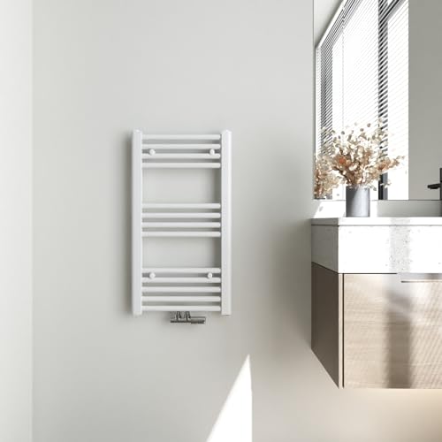 Heilmetz Bad Heizkörper 400 x 700 mm Handtuchtrockner Weiß Bad-Heizkörper Handtuchheizkörper Mittelanschluss Heizung 238 Watt Leistung Handtuchwärmer von Heilmetz
