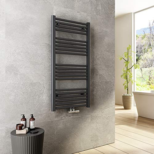 Heilmetz Bad Heizkörper 500 x 1000 mm Handtuchtrockner Antrazit Bad-Heizkörper Handtuchheizkörper Mittelanschluss Heizung 427 Watt Leistung Handtuchwärmer von Heilmetz