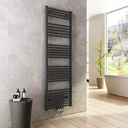 Heilmetz Bad Heizkörper 500 x 1600 mm Handtuchtrockner Antrazit Bad-Heizkörper Handtuchheizkörper Mittelanschluss Heizung 654 Watt Leistung Handtuchwärmer von Heilmetz