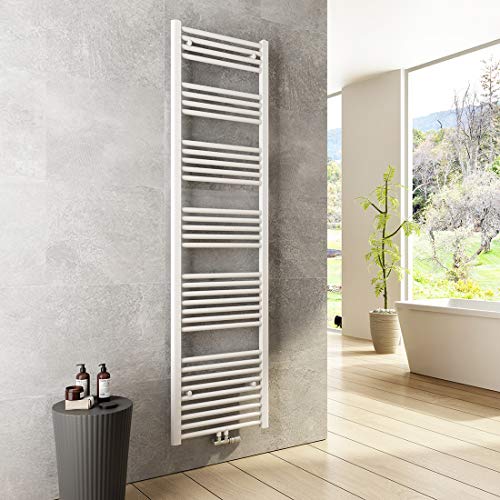 Heilmetz Bad Heizkörper 500 x 1800 mm Handtuchtrockner Weiß Bad-Heizkörper Handtuchheizkörper Mittelanschluss Heizung 739 Watt Leistung Handtuchwärmer von Heilmetz