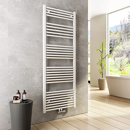 Heilmetz Bad Heizkörper 600 x 1600 mm Handtuchtrockner Weiß Bad-Heizkörper Handtuchheizkörper Mittelanschluss Heizung 761 Watt Leistung Handtuchwärmer von Heilmetz