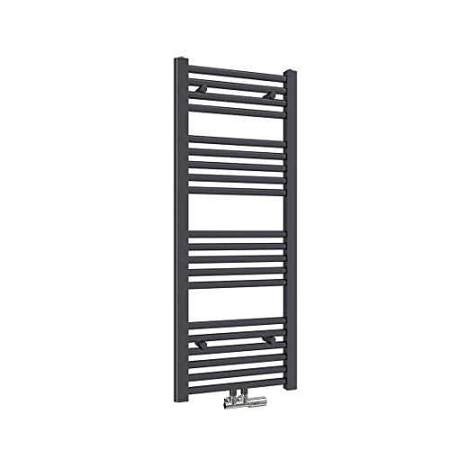 Heilmetz Badheizkörper 100 x 40cm Handtuchheizkörper Anthrazit 356W Handtuchtrockner Mittelanschluss Unten Handtuchheizkörper Handtuchwärmer Leistung Heizkörper bad trocknen Einlaggig gerade von Heilmetz