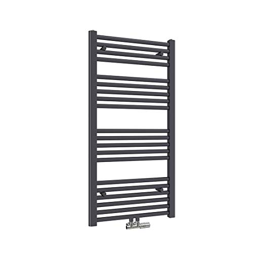 Heilmetz Badheizkörper 100 x 50cm Handtuchheizkörper Anthrazit 427W Handtuchtrockner Mittelanschluss Unten Handtuchheizkörper Handtuchwärmer Leistung Heizkörper bad trocknen Einlaggig gerade von Heilmetz