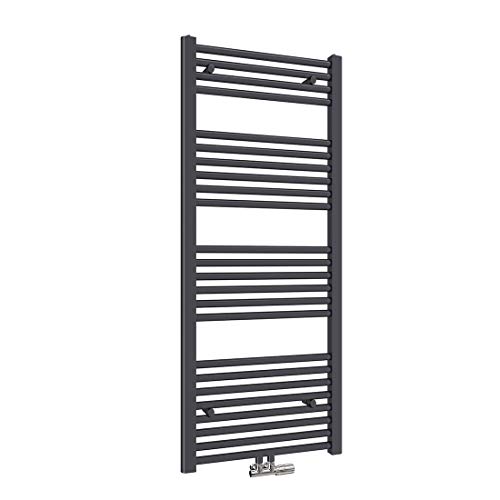 Heilmetz Badheizkörper 120 x 50cm Handtuchheizkörper Anthrazit 513W Handtuchtrockner Mittelanschluss Unten Handtuchheizkörper Handtuchwärmer Leistung Heizkörper bad trocknen Einlaggig gerade von Heilmetz