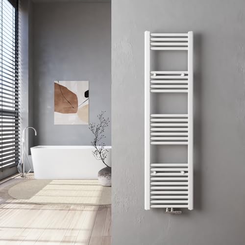 Heilmetz Badheizkörper 40 x 140 cm Handtuchtrockner Heizkörper Bad Mittelanschluss 476 Watt Leistung Handtuchwärmer Handtuchheizkörper Weiß Gerade von Heilmetz