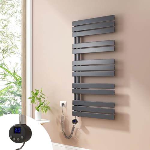 Heilmetz Badheizkörper Elektrisch Handtuchheizkörper Elektrisch mit Thermostat mit Timer-Funktion Heizkörper Badezimmer Anthrazit Badheizkörper 60x117.6cm von Heilmetz