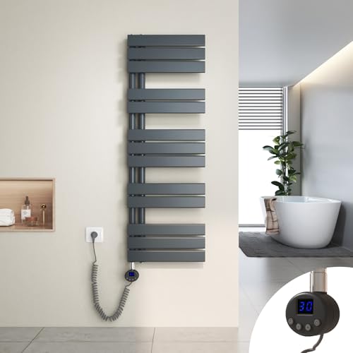 Heilmetz Badheizkörper Elektrisch Heizkörper Bad mit Digitalem Thermostat Handtuchheizkörper mit Timer-Funktion 1176x400mm 600 Watt für Badezimmer/Wohnzimmer von Heilmetz