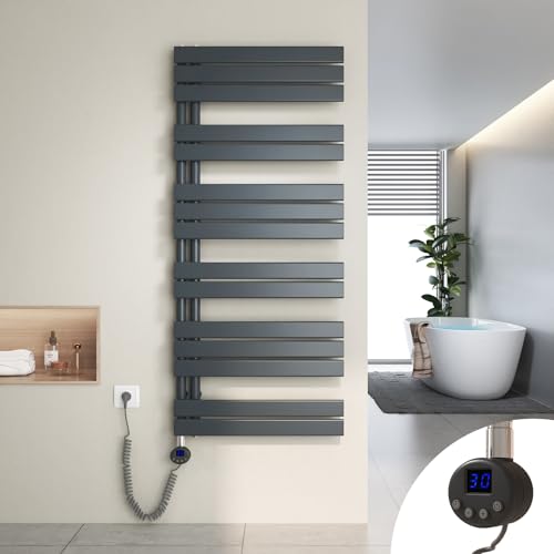 Heilmetz Badheizkörper Elektrisch Heizkörper Bad mit Digitalem Thermostat Handtuchheizkörper mit Timer-Funktion 1385x600mm 800 Watt für Badezimmer/Wohnzimmer von Heilmetz