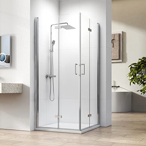 Heilmetz® Duschkabine 90x100 cm Falttür Eckeinstieg Duschkabine Beide Seiten 180° Falttür Duschabtrennung Drehfalttür Doppel Duschtür Duschwand 6mm ESG Glas Nano Beschichtung - Höhe 195cm von Heilmetz