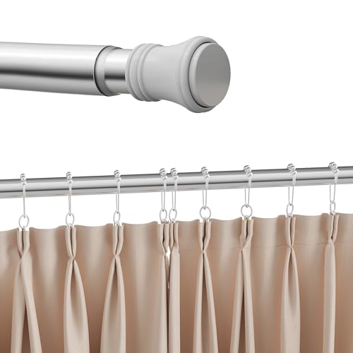 Heilmetz® Duschvorhangstange ohne Bohren, Ausziehbare Duschvorhangstange Teleskopstange mit 12 Duschvorhangringe Edelstahl Duschvorhang Duschstange für Badewanne Gardinenstange,Silber（160cm-210cm） von Heilmetz