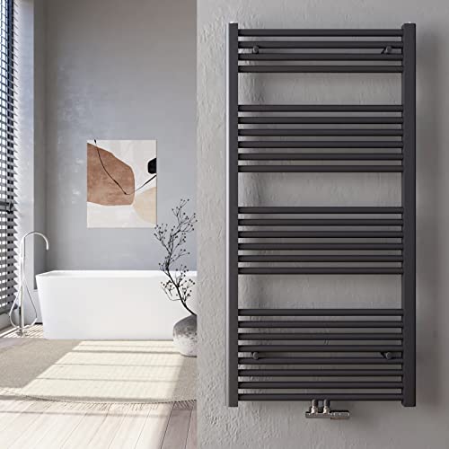 Heilmetz Handtuchtrockner 60 x 120 cm Anthrazit Heizkörper 598 Watt Badheizkörper Bad Mittelanschluss Heizung Handtuchheizkörper von Heilmetz