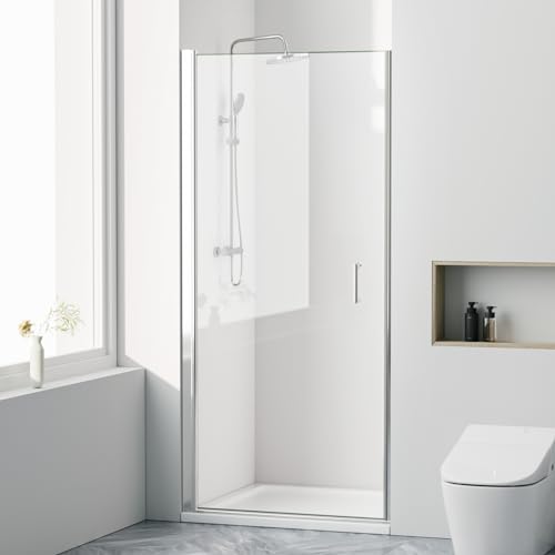 Heilmetz Schwingtür Duschtür Duschkabine,80 x 195 cm Nischentür Dusche Duschtür Duschwand Glas mit Wandprofil, Sicherheitsglas Rahmenlos Duschabtrennung aus 6mm ESG mit Beidseitiger Nano Beschichtung von Heilmetz