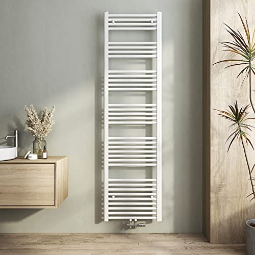 Heilmetz Weiß Badheizkörper 500 x 1800 mm Handtuchtrockner 739 Watt Leistung Heizkörper Bad Mittelanschluss Handtuchheizkörper von Heilmetz
