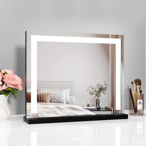 Heilmetz Schminkspiegel mit Beleuchtung LED, Hollywood Spiegel mit Beleuchtung, Dimmbar 3 Lichtfarben, Touch Schalter, Makeup Schminkspiegel mit Licht 50x42cm, Schwarz Heilmetz Schminkspiegel mit Beleuchtung LED, Hollywood Spiegel mit Beleuchtung, Dimmbar 3 Lichtfarben, Touch Schalter, Makeup Schminkspiegel mit Licht 50x42cm, Schwarz von Heilmetz