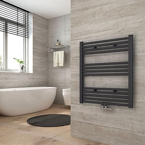 Heilmetz Anthrazit BadHeizkörper 60 x 70 cm Handtuchtrockner Bad-Heizkörper Handtuchheizkörper Mittelanschluss Heizung 663 Watt Leistung Handtuchwärmer von Heilmetz