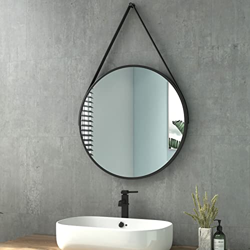 Heilmetz® Badspiegel Rund Badezimmerspiegel 60cm Durchmesser Wandspiegel mit Verstellbarem Riemen Wasserdicht IP44 von Heilmetz