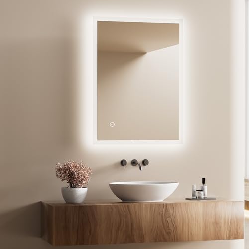 Heilmetz Badspiegel mit Beleuchtung LED 80x60cm, Badezimmerspiegel mit Beleuchtung 6500K Kaltweiß Licht, Dimmbar, Touch Schalter, Wandspiegel Vertikal/Horizontal Montage Heilmetz Badspiegel mit Beleuchtung LED 80x60cm, Badezimmerspiegel mit Beleuchtung 6500K Kaltweiß Licht, Dimmbar, Touch Schalter, Wandspiegel Vertikal/Horizontal Montage von Heilmetz