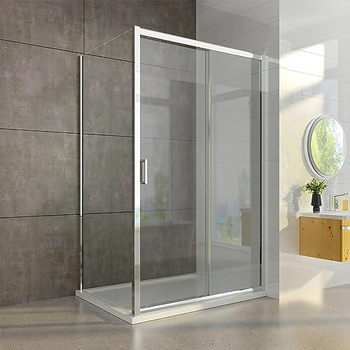 Heilmetz Duschkabine 100x80cm Duschtür Schiebetür Aushängbare Duschkabine Eckeinstieg Duschabtrennung komplettdusche Geräuschloser schiebetür dusche 5mm ESG Glas Duschwand Höhe 185 cm von Heilmetz