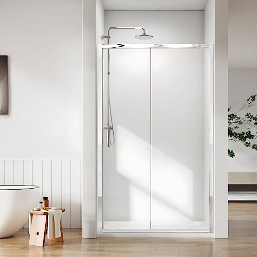 Heilmetz® Duschtür 160cm breit Schiebetür für Nische Duschabtrennung Nischentür Dusche Duschwand Duschschiebetür ESG Sicherheitsglas Nano Beschichtung Schwingtür Verstellbereich von 157-160 Höhe 185cm von Heilmetz