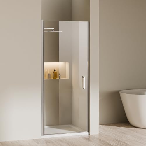 Heilmetz® Duschtür 76 x 195 cm Schwingtür Duschtür für Nischentür Dusche Duschkabine Duschwand mit Wandprofil Sicherheitsglas Duschabtrennung 6mm ESG Beidseitiger Nano Beschichtung Duschtür von Heilmetz