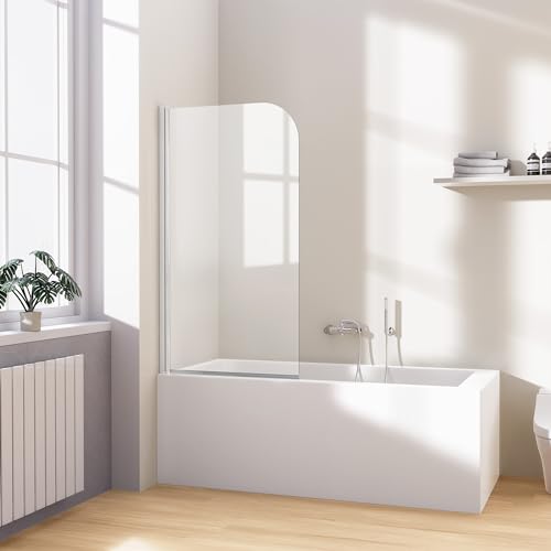 Heilmetz® Duschwand für Badewanne 90 x 140 cm Badewannen Duschwand Duschabtrennung 180° Drehbarer Badewannenaufsatz Duschtrennwand Badewannen 6mm ESG Glas mit Nano Beschichtung | Chrom von Heilmetz