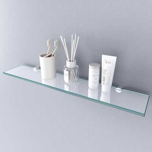 Heilmetz Glasregal Duschablage Badablage 8mm Hartglas Glasablage für Badezimmer Dusche Ablage 48cm x 9.2cm Glas Regal von Heilmetz