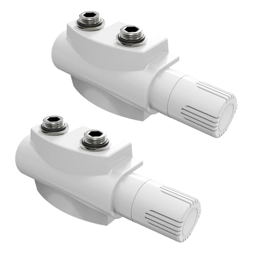 Heilmetz Multiblock Set für Heizkörper Anschlussarmatur mit Thermostat 50mm Ventil-Armaturen Heizungszubehör Eck- und Durchgangsform Wandanschluß Anschlußgarnitur (15mm+16mm, 2 Stück, Weiß | Typ 2) von Heilmetz