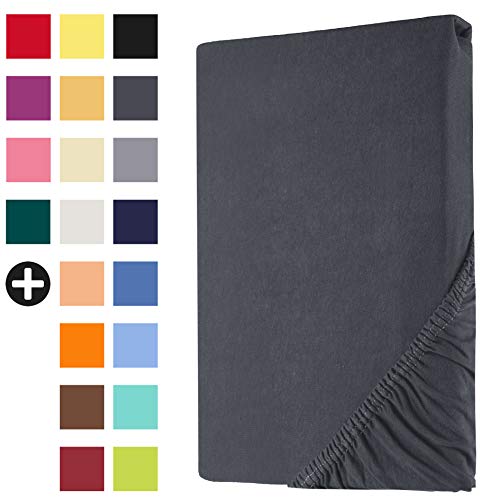 Heim24h Spannbetttuch Jersey Spannbettlaken Bettlaken, Anthrazit - 140x200x30 cm von Heim24h Germany