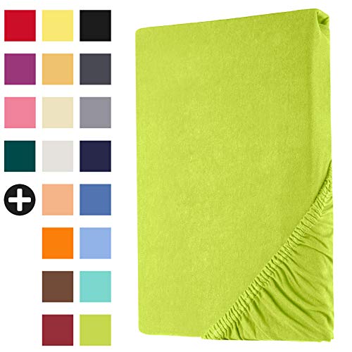 Heim24h Spannbettlaken 60x120cm bis 15 cm, Apfelgrün, 100% Baumwolle Bettlaken, Öko Tex Zertifiziert Jersey Spannbetttuch von Heim24h Germany