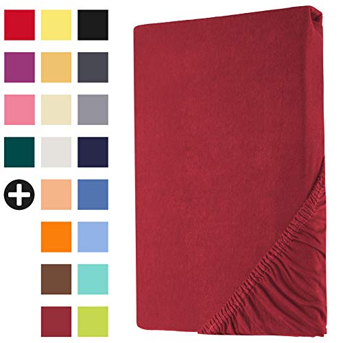 Heim24h Spannbetttuch Jersey Spannbettlaken Bettlaken, Bordeaux - 180x200x30 cm von Heim24h Germany