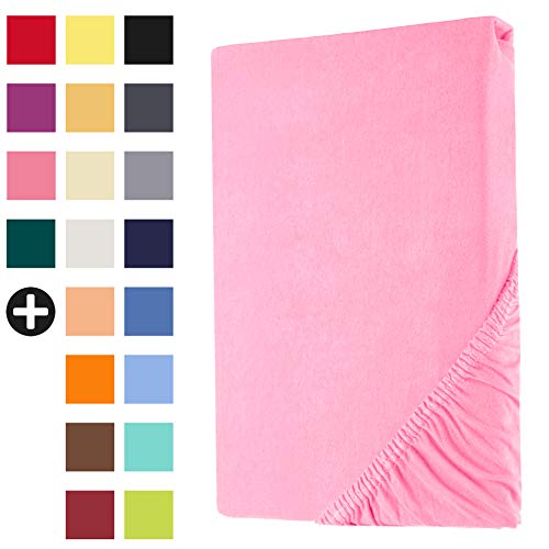 Heim24h Spannbetttuch Jersey Spannbettlaken Bettlaken, Rosa - 180x200x30 cm von Heim24h Germany