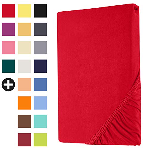 Heim24h Spannbetttuch Jersey Spannbettlaken Bettlaken, Rot - 120x200x30 cm von Heim24h Germany