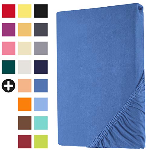 Heim24h Spannbetttuch Jersey Spannbettlaken Bettlaken, Royalblau - 180x200x30 cm von Heim24h Germany